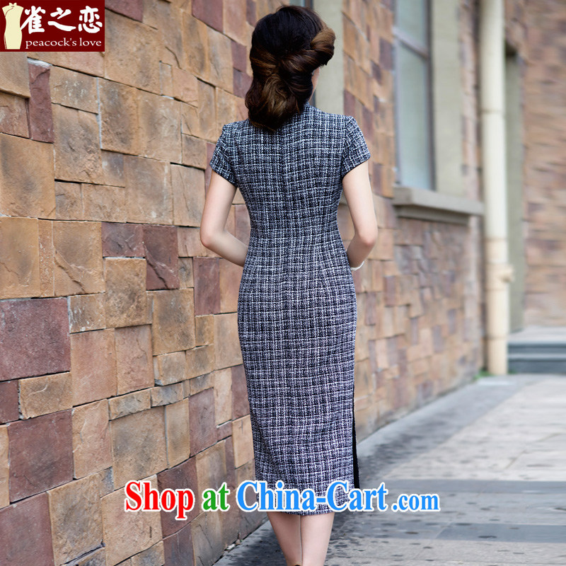 Birds love spent a garden 2015 spring new retro long hair that qipao dress black-and-white checkered XL, birds love, and shopping on the Internet