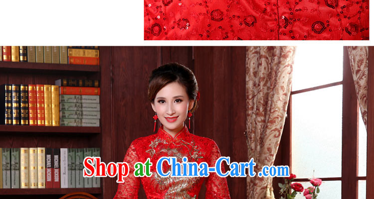 Honey, bride 2015 New Long lace improved cheongsam Chinese dresses bridal wedding toasting two piece bridal red XXL pictures, price, brand platters! Elections are good character, the national distribution, so why buy now enjoy more preferential! Health