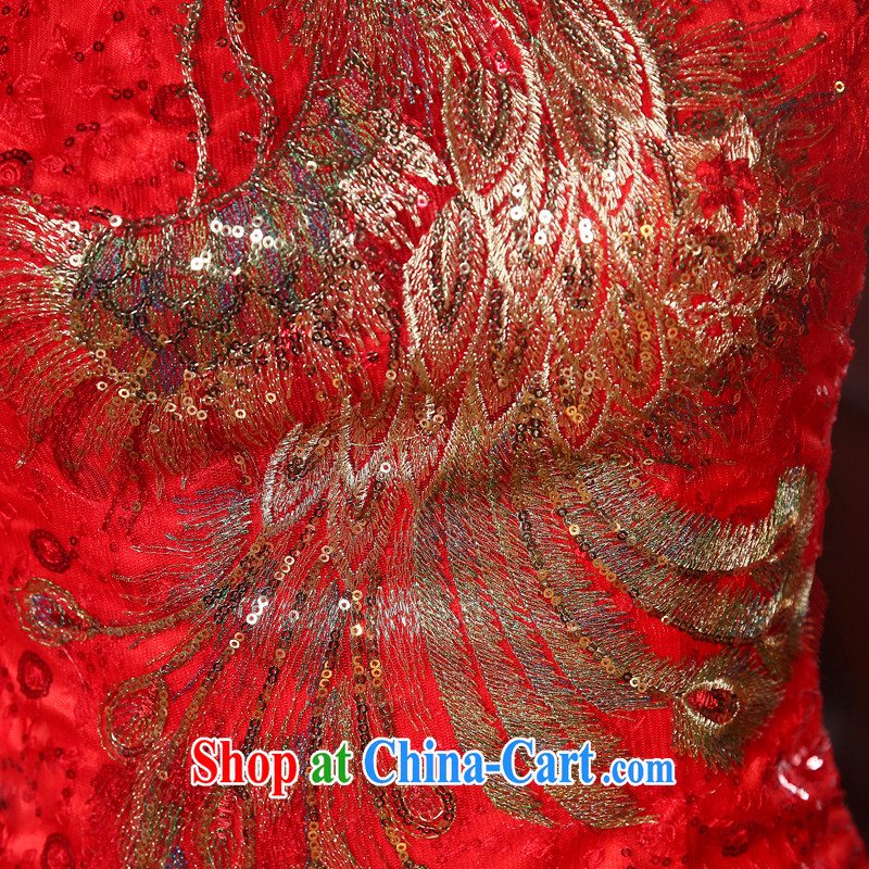 Honey, bride 2015 New Long lace improved cheongsam Chinese dresses bridal wedding toasting two piece bridal red XXL, honey, bride, shopping on the Internet