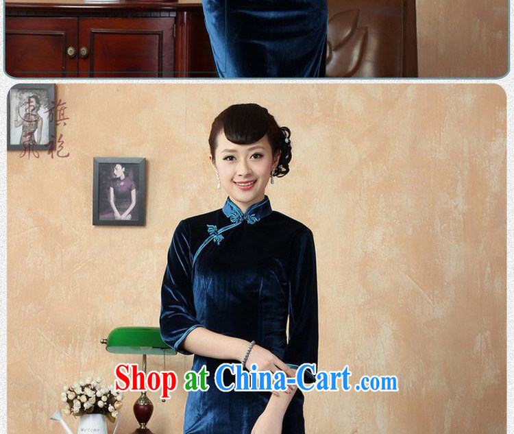 Jing An 7 sub-cuff cheongsam dress dresses-stretch-velvet cheongsam - D the cyan 2XL pictures, price, brand platters! Elections are good character, the national distribution, so why buy now enjoy more preferential! Health