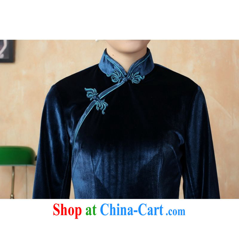 Jing An 7 sub-cuff dress cheongsam dress-stretch the wool dresses - D the cyan 2XL, an Jing, shopping on the Internet