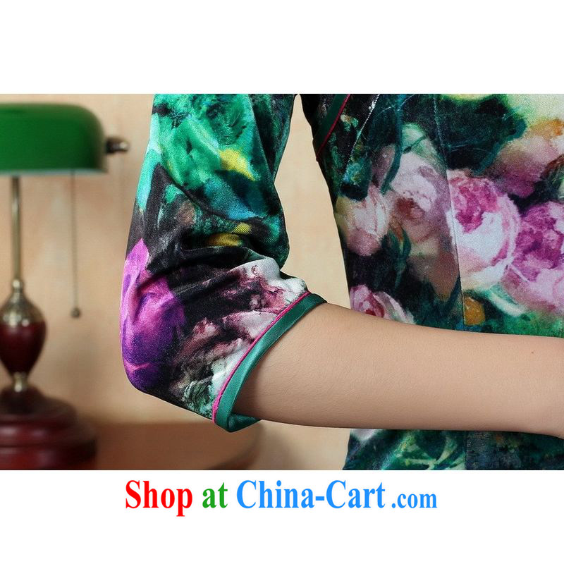 An Jing retro style classic cheongsam dress stretch gold velour poster in short sleeves cheongsam picture color 2 XL, facilitating Jing, online shopping