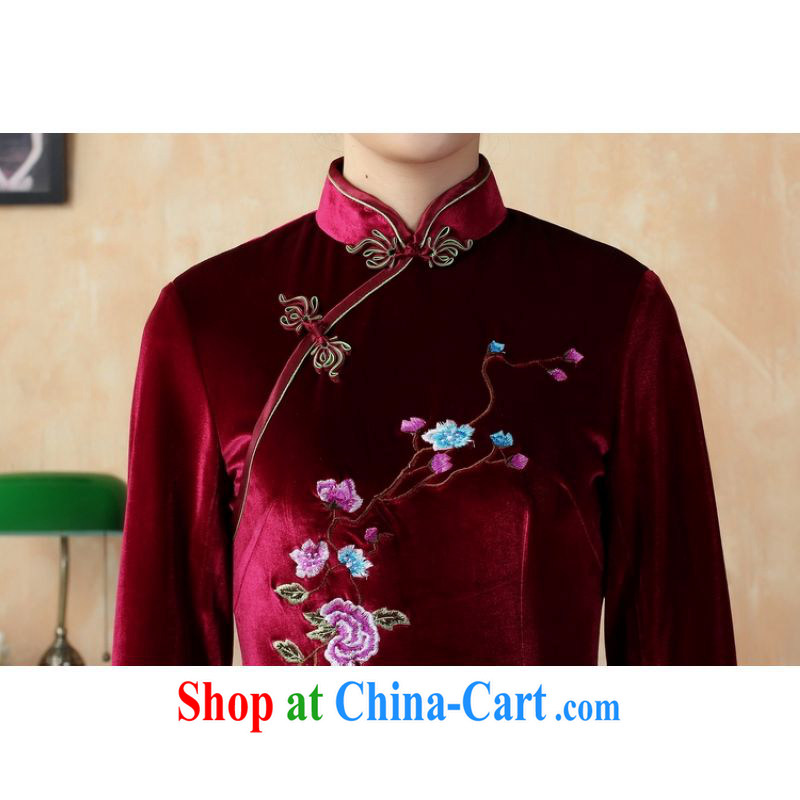 Allow Ms. Jing cheongsam dress dresses, for stretch the silk embroidered Phillips in short sleeves cheongsam aubergine 2 XL, facilitating Jing, and shopping on the Internet