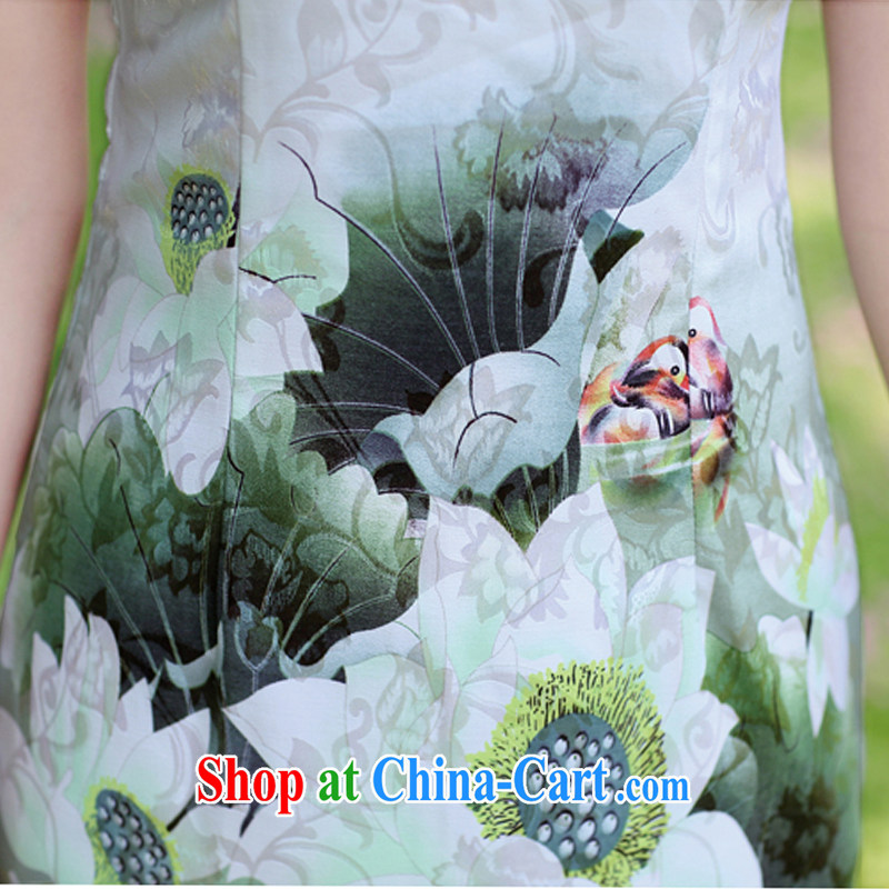 Mansfield, valley, summer 2015 New Beauty stamp elegant Chinese style cheongsam dress dresses female Green XXXL, Cayman, Lai valley (Mans Li lur), shopping on the Internet