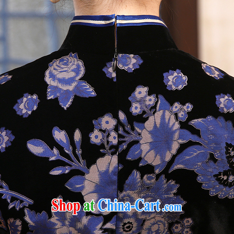 The CYD HO Kwun Tong' dream, 2015 spring new, plush robes, mother cuff with retro dress qipao QZ 4817 black XXL, Sau looked Tang, shopping on the Internet