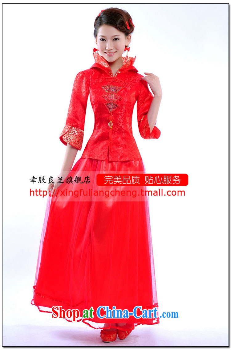 Serving a good solid red bridal Spring Summer toast service wedding dress long-sleeved thick MM larger Chinese qipao dress long-sleeved dress qipao XL pictures, price, brand platters! Elections are good character, the national distribution, so why buy now enjoy more preferential! Health
