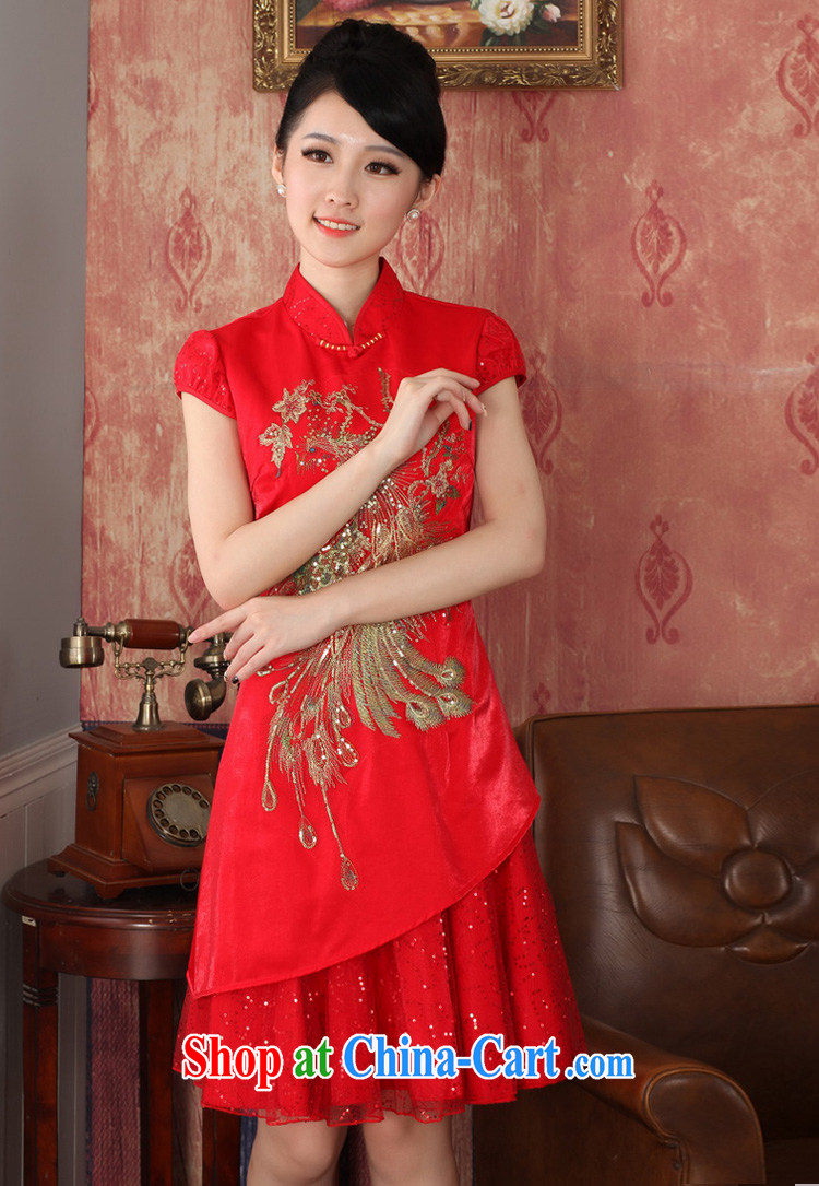 Autumn 2014 the new bridal dresses wedding dresses red short cheongsam Chinese bows serving XXL pictures, price, brand platters! Elections are good character, the national distribution, so why buy now enjoy more preferential! Health