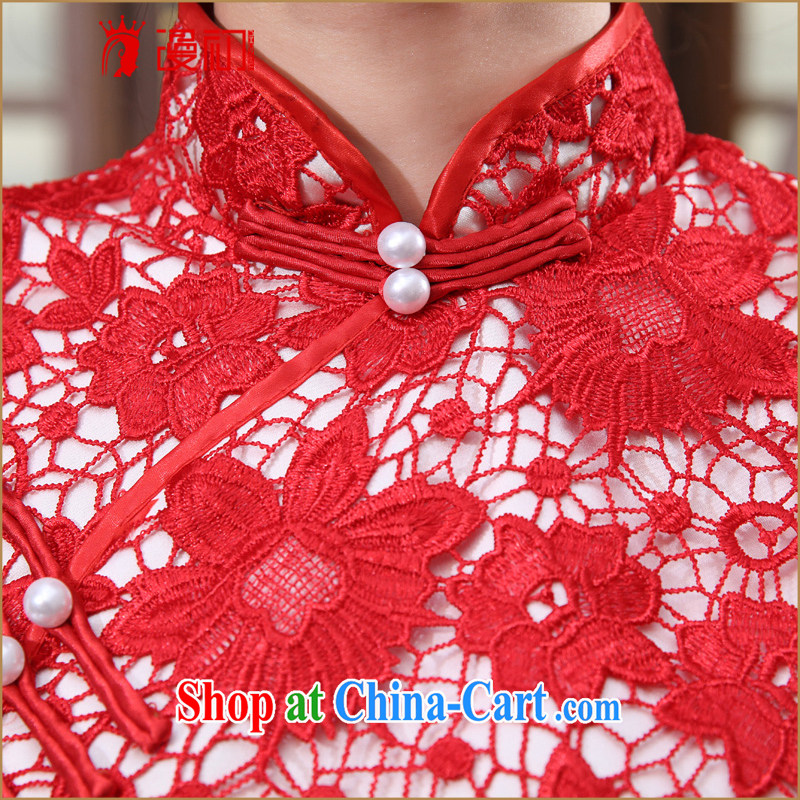 Definition 2015 early New cheongsam dress Luxury Water-soluble lace stylish improved marriages short bows serving red XXL, diffuse, and shopping on the Internet