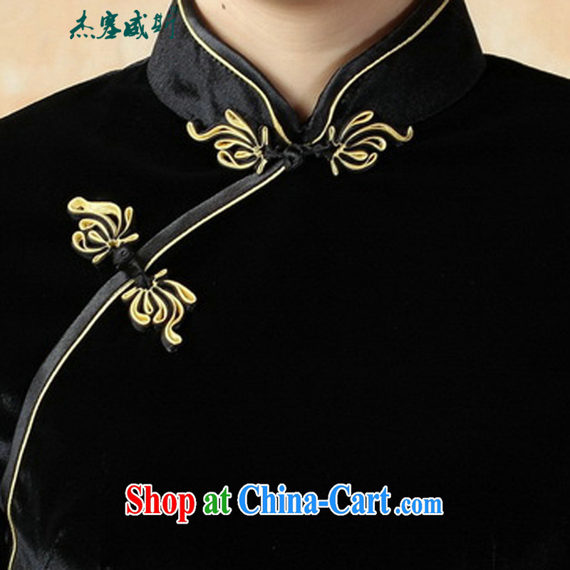 Jessup, new autumn and the solid color hand-tie and collar-stretch the wool long cheongsam T 0001 black L, Jessup, qipao/Tang, and shopping on the Internet
