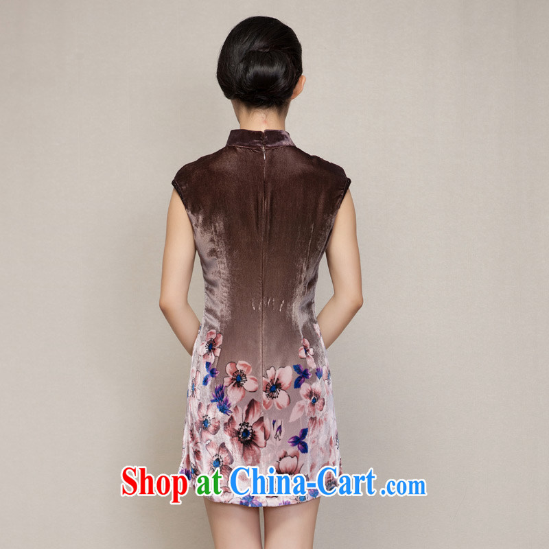 Winter dresses wood is really the 2015 spring new velvet poster cheongsam dress Silk Dresses 21,818 09 coffee-colored XXXL, wood really has, shopping on the Internet
