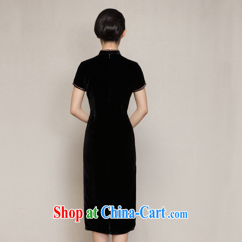 Wood is really a spring 2015 new, improved embroidery cheongsam dress stylish and elegant qipao gown 22,245 01 black M, wood really has, shopping on the Internet