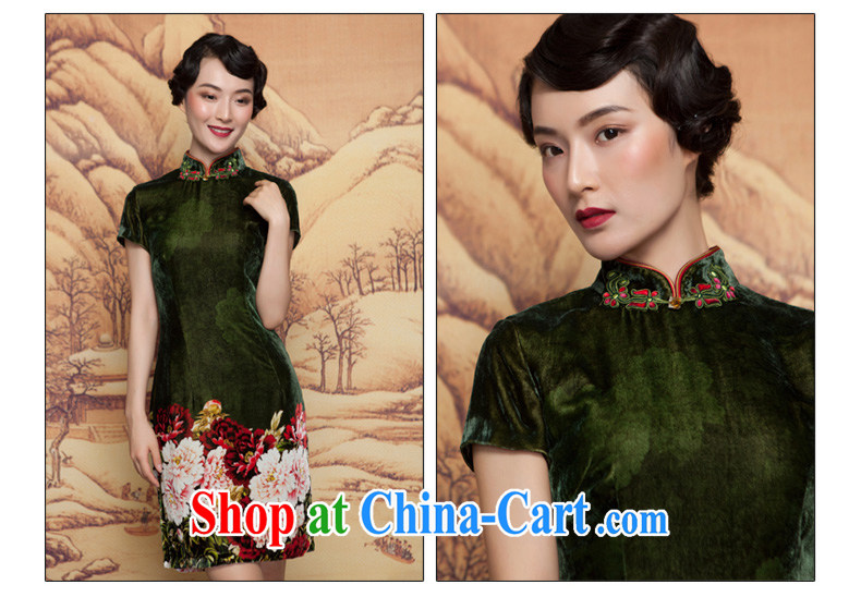 Wood is really the 2015 spring new scouring pads painted green Peony Silk Cheongsam dress elegant and refined dress 11,660 14 dark green XXL pictures, price, brand platters! Elections are good character, the national distribution, so why buy now enjoy more preferential! Health