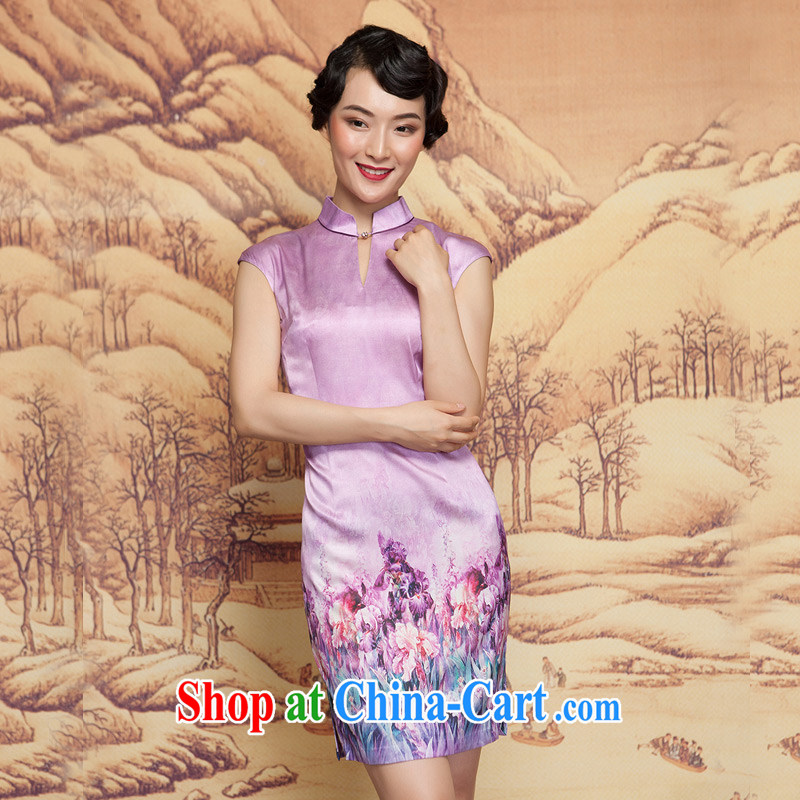 Wood is really the 2015 spring new positioning take short cheongsam dress and elegant qipao dresses 42,841 17 light purple XXL (A), wood really has, online shopping