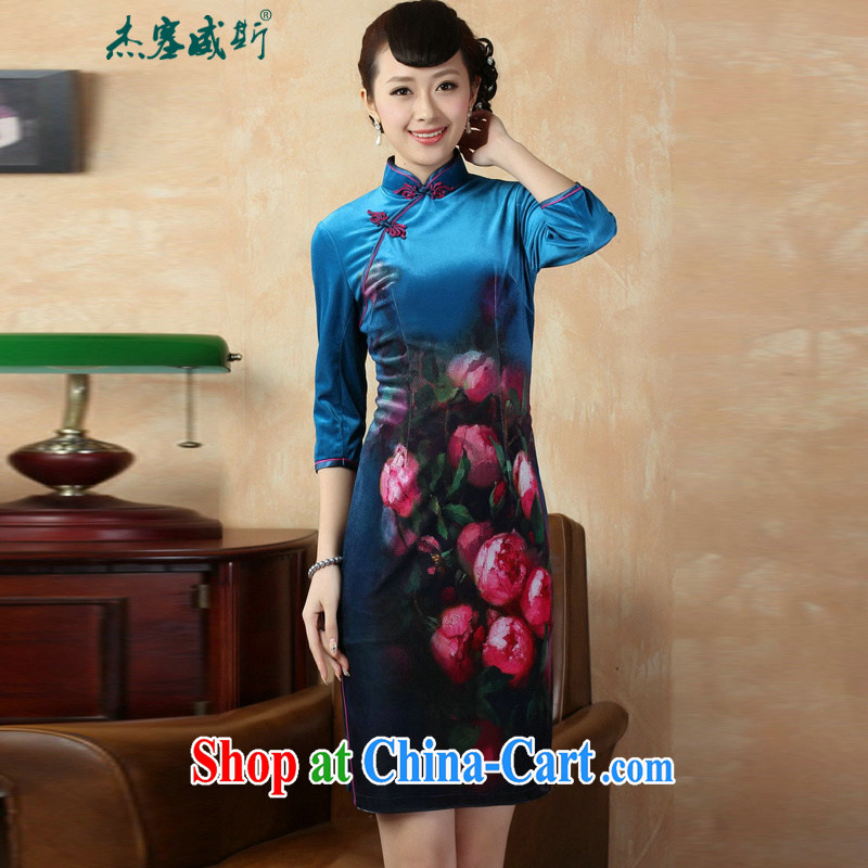 Jessup, new autumn manually load the charge-back the collar stretch gold velour poster elegant classic cheongsam Chinese dresses TD 0004 Doha XXL Cheong Wa Dae, Jessup, qipao/Tang, and shopping on the Internet