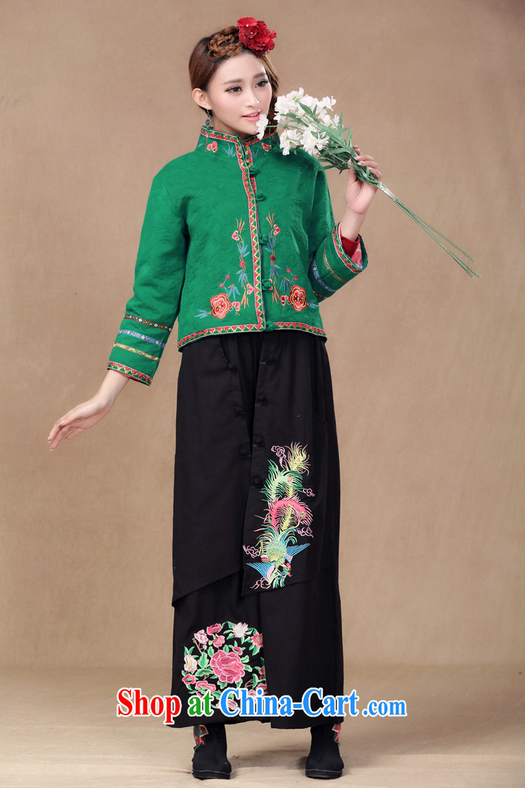 2014 Chinese Chinese Ethnic Wind autumn retro style large, female embroidered jacket short 5999 green L pictures, price, brand platters! Elections are good character, the national distribution, so why buy now enjoy more preferential! Health