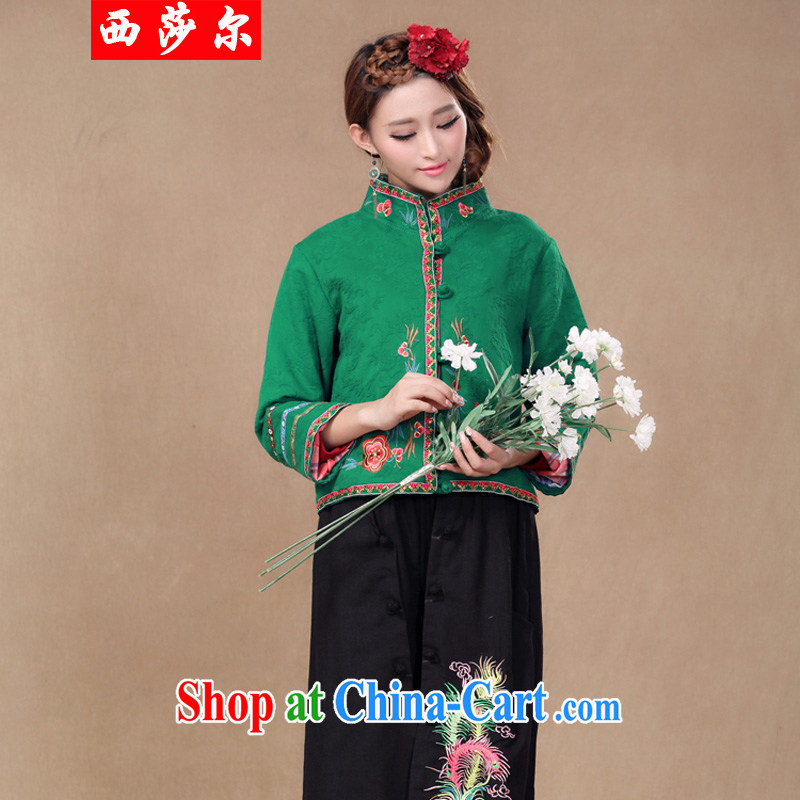 2014 Chinese Chinese Ethnic Wind autumn retro style the code ladies embroidered jacket short 5999 green L