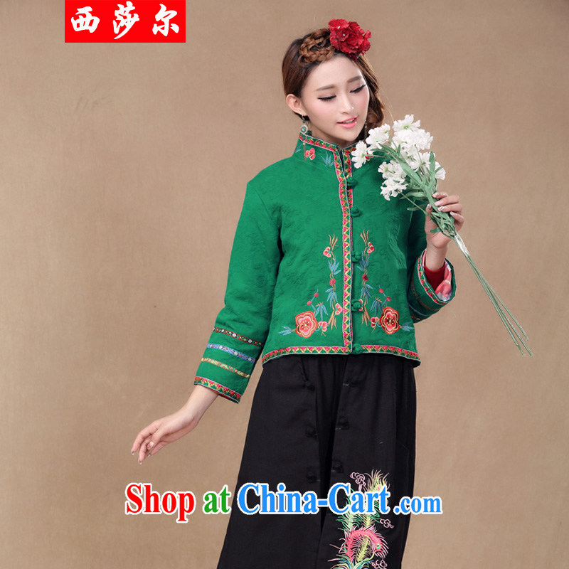 2014 Chinese Chinese Ethnic Wind autumn retro style the code female embroidered jacket short 5999 green L, West Windsor, and on-line shopping