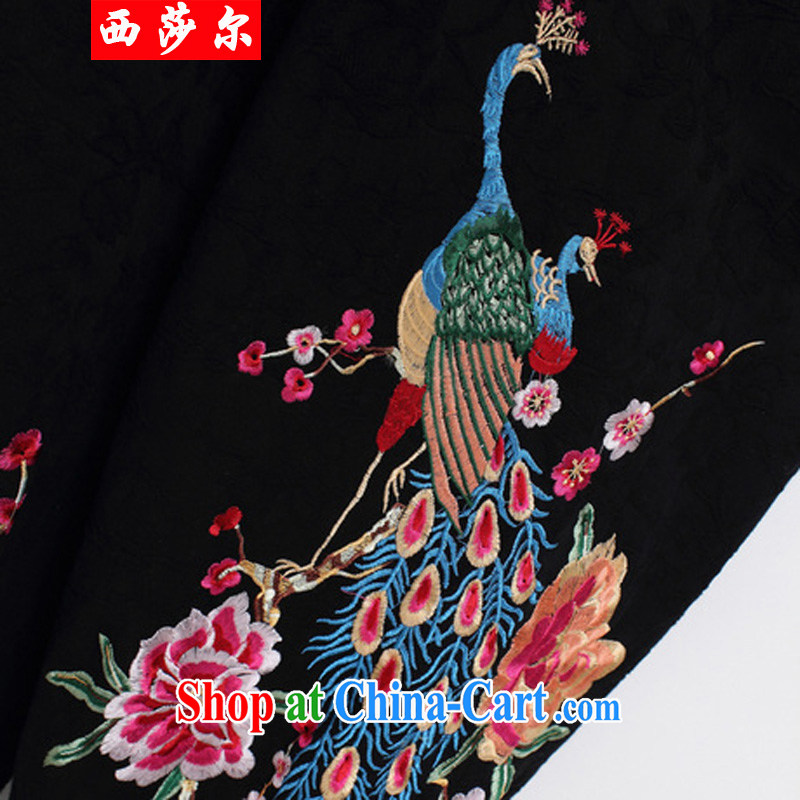 2014 autumn and winter, the Chinese Tang with improved Han-Chinese wind Peacock embroidery Wide Leg pants 8004 black, code, West Windsor, and, shopping on the Internet