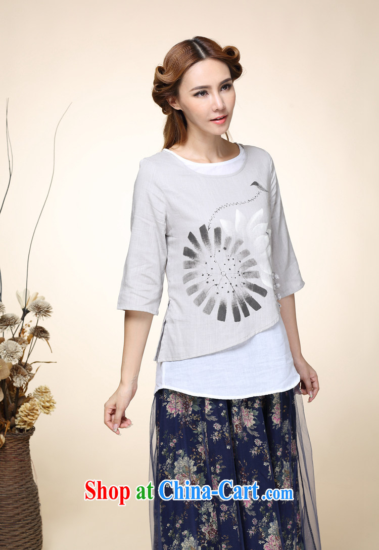 2014 autumn and winter, the girl with hand-painted tray snap leave two retro Tang with improved Han-T-shirt 8010 gray XL pictures, price, brand platters! Elections are good character, the national distribution, so why buy now enjoy more preferential! Health