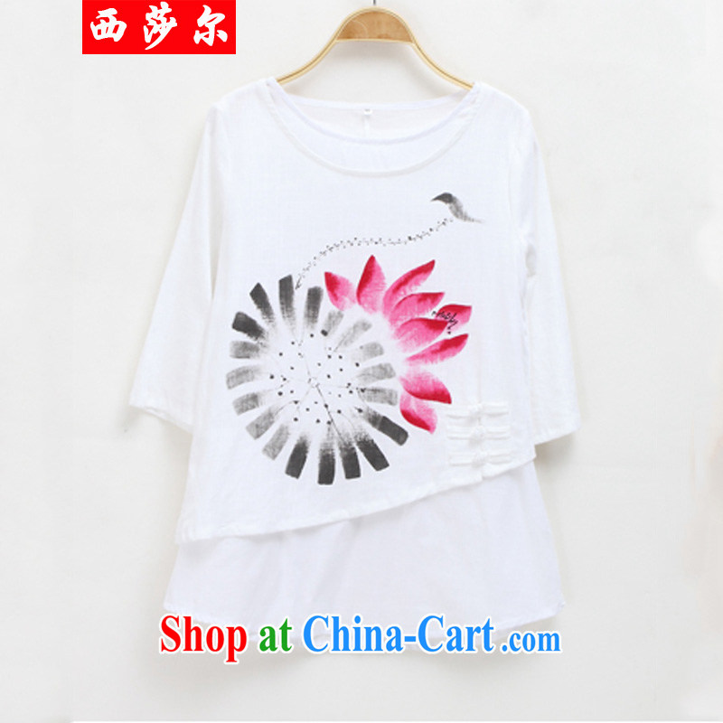 2014 fall and winter new women with hand-painted tray snap leave two retro Tang with improved Han-T-shirt 8010 orange L, fruit (QINGGUO), and, on-line shopping