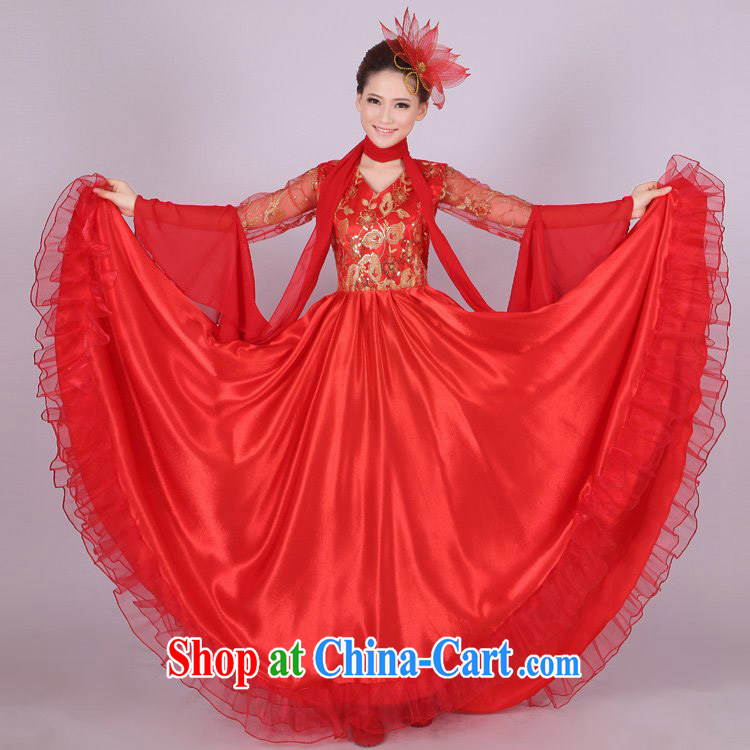 Dual 12 performing arts dream national chorus serving female long skirt opening dance clothing large skirts show apparel HXYM - 000 red 540 degrees XXXL size too big a picture, price, brand platters! Elections are good character, the national distribution, so why buy now enjoy more preferential! Health