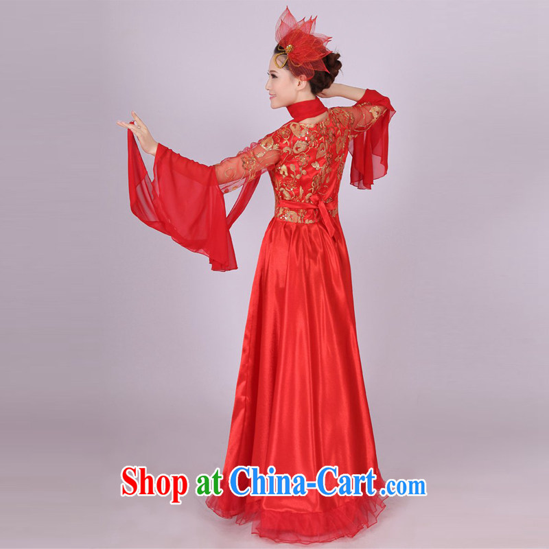 Dual 12 performing arts dream national chorus serving female long skirt opening dance clothing large skirts show apparel HXYM - 000 red 540 degrees XXXL size too big a code, the king coconut, shopping on the Internet