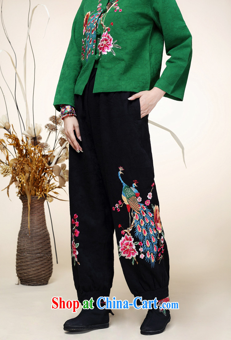 Photo babes 2014 autumn and winter, the Chinese Tang is improved, served Chinese style Peacock embroidery Wide Leg black pants are code pictures, price, brand platters! Elections are good character, the national distribution, so why buy now enjoy more preferential! Health
