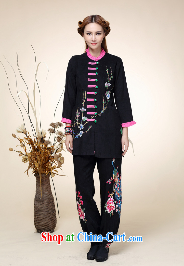 Photo babes 2014 autumn and winter, the Chinese Tang is improved, served Chinese style Peacock embroidery Wide Leg black pants are code pictures, price, brand platters! Elections are good character, the national distribution, so why buy now enjoy more preferential! Health