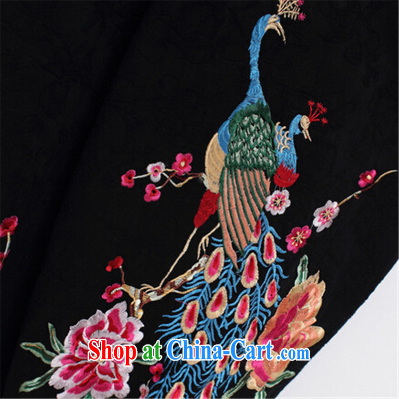 MS ANISSA WONG shadow baby 2014 autumn and winter, the Chinese Tang is improved, served Chinese style Peacock embroidery wide leg black pants are code, Ms shadow baby shopping (QYBBGW), online shopping