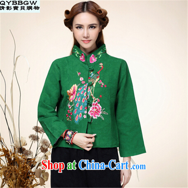 MS ANISSA WONG shadow baby 2014 autumn and winter new Chinese Chinese Han-dresses ethnic wind jacket women short Peacock embroidery of red M, Ms Anissa Wong shadow baby shopping (QYBBGW), online shopping