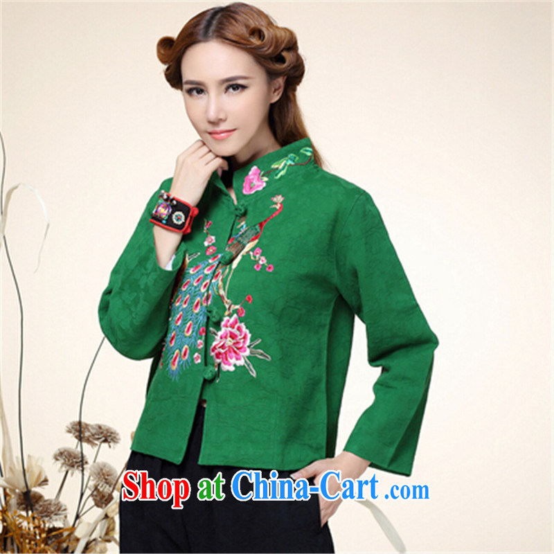 MS ANISSA WONG shadow baby 2014 autumn and winter new Chinese Chinese Han-dresses ethnic wind jacket women short Peacock embroidery of red M, Ms Anissa Wong shadow baby shopping (QYBBGW), online shopping