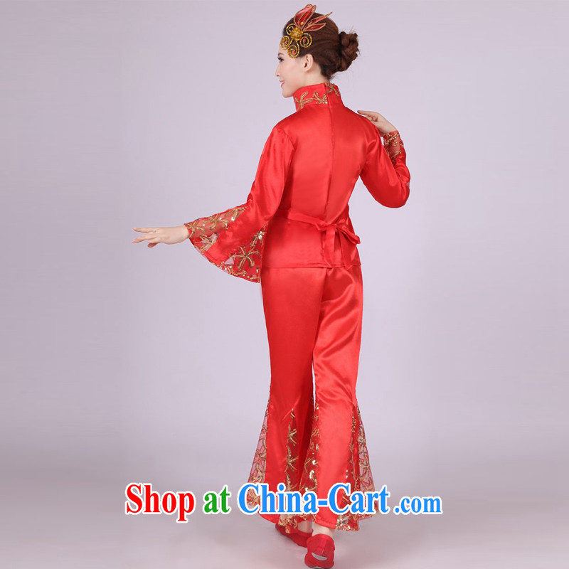 Dual 12 performing arts of classical dance costumes dance Yangge costumes theatrical performances drama skit HXYM - 0004 red figure XXXL, King coconut, shopping on the Internet