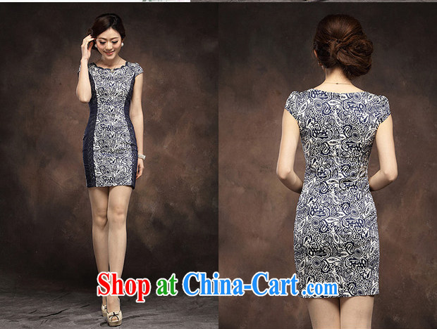 stylish blue and white porcelain cheongsam dress 2014 new summer girl short, improved cultivation blue flower XXXL pictures, price, brand platters! Elections are good character, the national distribution, so why buy now enjoy more preferential! Health