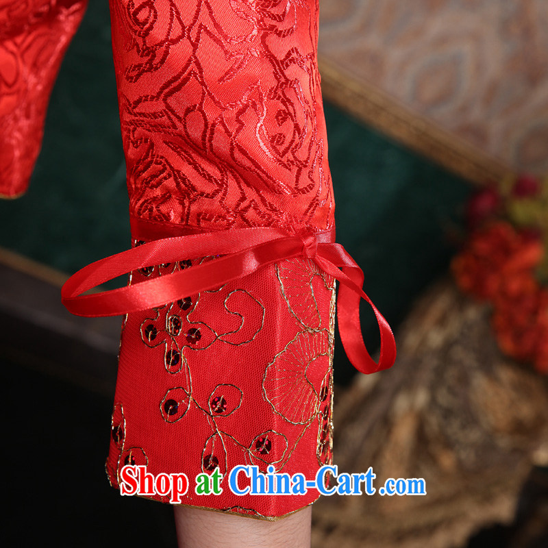 A good service is 2015 new spring and summer red Chinese bride's wedding dress marry Yi long-sleeved robes nowhere in his long sleeves dress L, good service, and shopping on the Internet