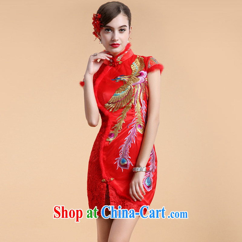 The Chronicles of Narnia 2015 new cheongsam dress short lace wedding toast serving temperament high-end dress wedding dress Red N 14 - 71,304 XL, the Chronicles of Narnia, narnia), and shopping on the Internet