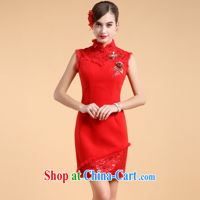 The Chronicles of Narnia 2015 new minimalist cheongsam dress two-piece Cape long-sleeved winter marriage short bows dress uniform Red N 14 - 71,306 XL, the Chronicles of Narnia, narnia), and shopping on the Internet