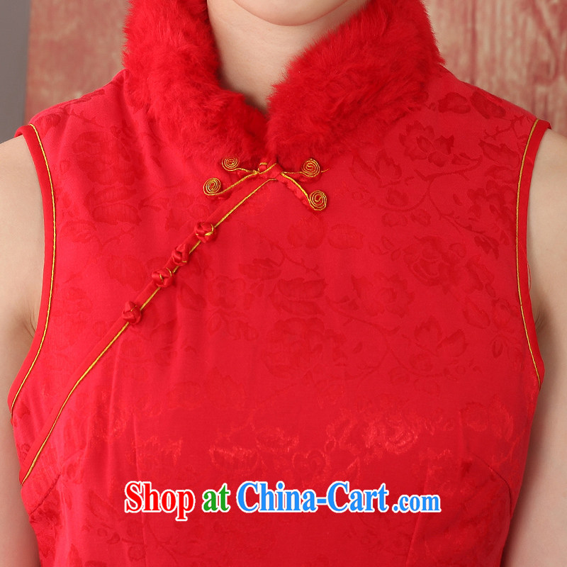 2014 autumn and winter clothing new cashmere cotton bridal red wedding dresses Chinese dress uniform toasting retro beauty red with 244,301 red XXL, Oriental and nobles, and shopping on the Internet