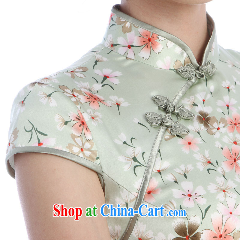 Sauna silk heavy Silk Cheongsam stylish improved 2014 summer new, retro-day exclusive beauty qipao light green silk small recommended buy a code