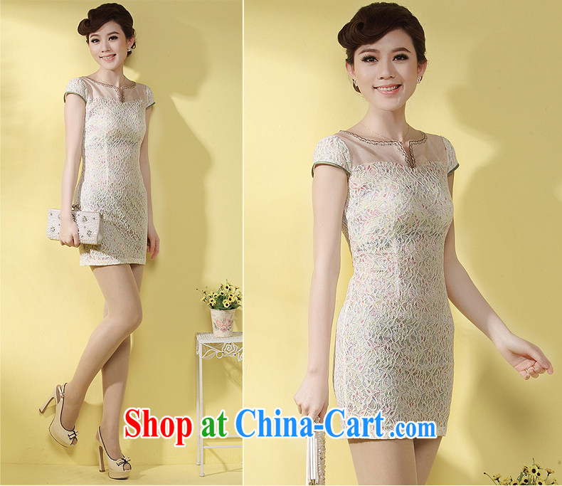 LACE cheongsam dress 2014 new summer sense of Tang decorated in elegance, short-day qipao white purple XXL pictures, price, brand platters! Elections are good character, the national distribution, so why buy now enjoy more preferential! Health