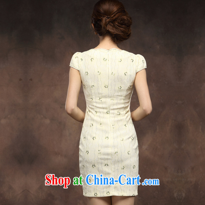 cheongsam dress 2014 new summer girls short improved stylish lace Chinese qipao day beige XXXL pictures, price, brand platters! Elections are good character, the national distribution, so why buy now enjoy more preferential! Health