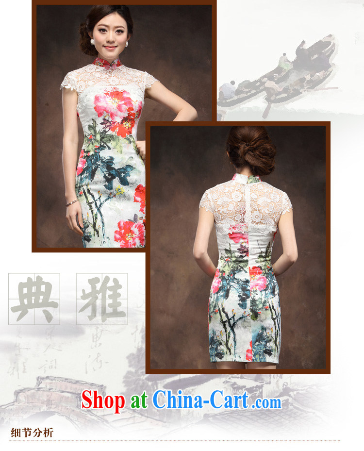 cheongsam dress retro improved white knocked color stitching and stylish MOM 2014 summer New Beauty sexy qipao fancy XXL pictures, price, brand platters! Elections are good character, the national distribution, so why buy now enjoy more preferential! Health