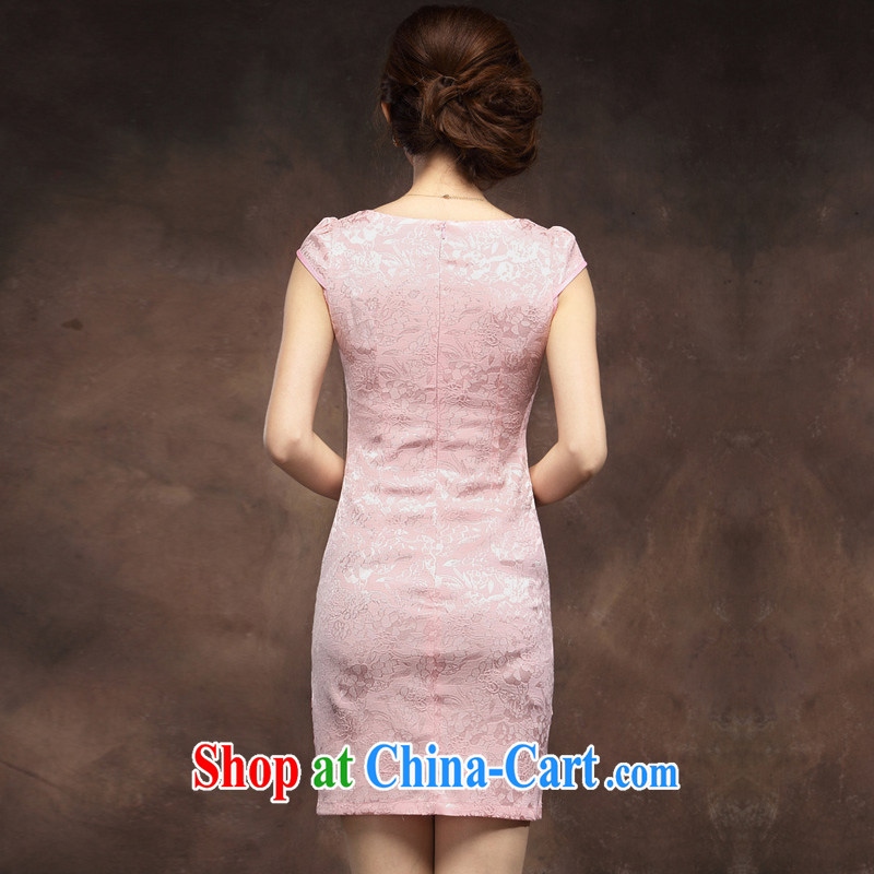 cheongsam dress summer fashion 2014 new short embroidered pink girls the street daily bridesmaid dress pink XXL, music, dresses/Tang, and shopping on the Internet