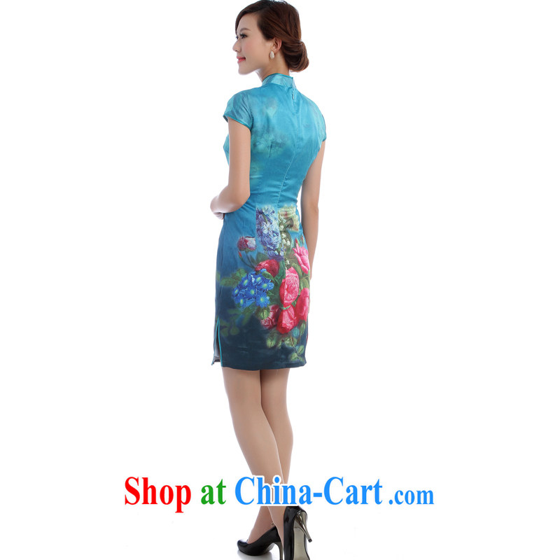 Daily outfit retro short, new 2014 summer blue roses quality ladies dress 5551 Blue Green S, music, and shopping on the Internet