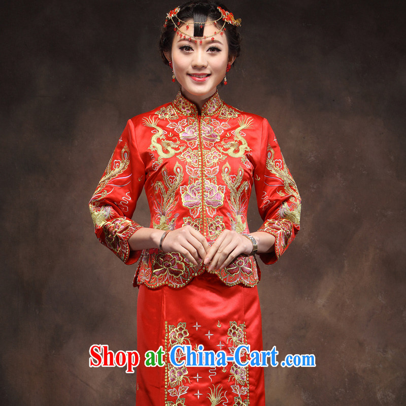 Gold and Silver Thread Use Phoenix retro red wedding dress and manually use Pearl bridal wedding dress marry toast dress uniform red XXL pictures, price, brand platters! Elections are good character, the national distribution, so why buy now enjoy more preferential! Health