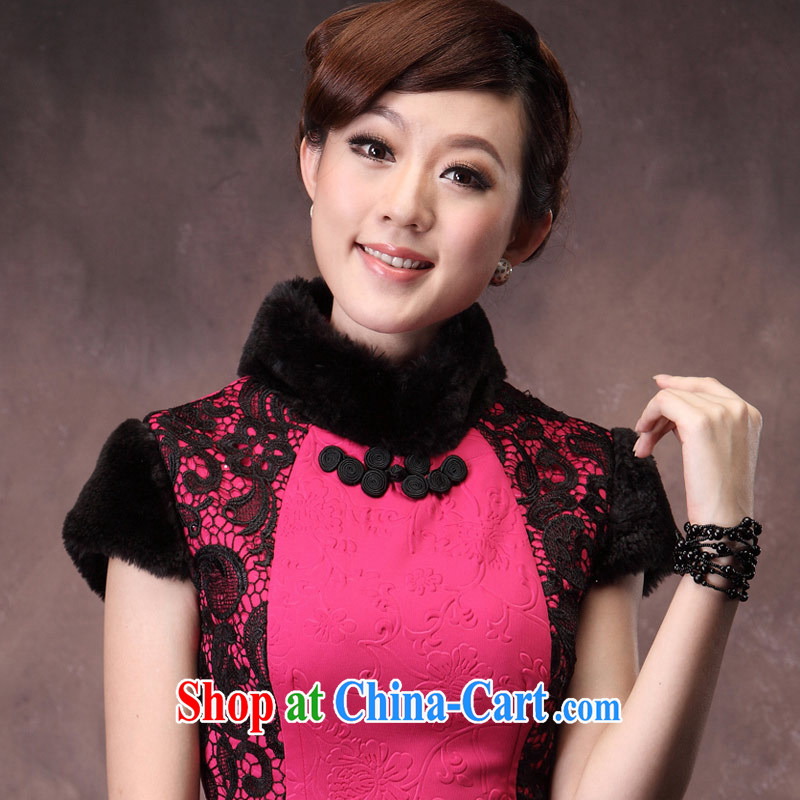 qipao cheongsam dress 2014 new winter retro folder cotton wool for the charge-back daily lady qipao of red XXXL, music, dresses/Tang, and shopping on the Internet