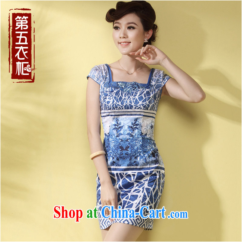 qipao cheongsam dresses new 2014 summer Chinese Ethnic Wind blue short daily female qipao blue XXXL, music, and shopping on the Internet
