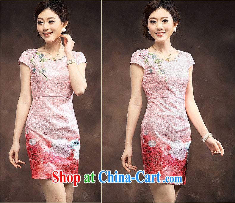 qipao cheongsam dress summer stylish gradient blue and white porcelain blue beauty charm ladies dress skirt pink XXXL pictures, price, brand platters! Elections are good character, the national distribution, so why buy now enjoy more preferential! Health
