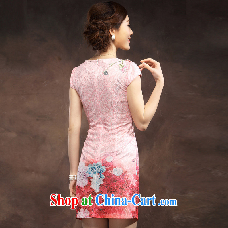 qipao cheongsam dress summer stylish gradient blue and white porcelain blue beauty charm ladies dress skirt pink XXXL pictures, price, brand platters! Elections are good character, the national distribution, so why buy now enjoy more preferential! Health