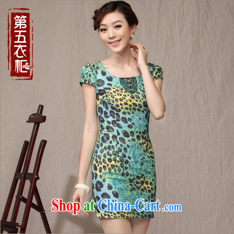 Dresses stylish improved cheongsam dress summer 2014 New Tang is the code middle-aged mother of Yuan dress green XXXL