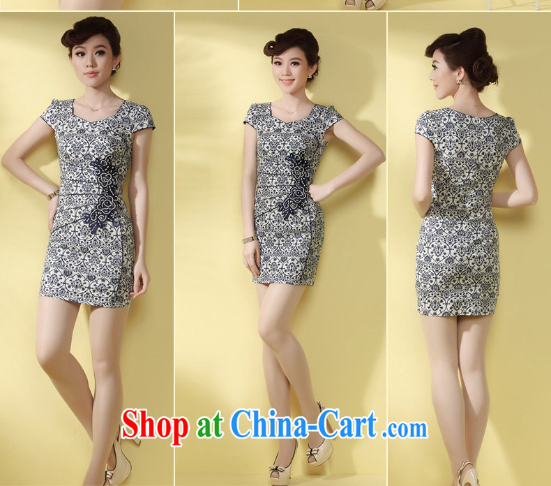 cheongsam stylish improved cheongsam dress summer 2014 New Beauty aura blue and white porcelain antique dresses blue XXXL pictures, price, brand platters! Elections are good character, the national distribution, so why buy now enjoy more preferential! Health